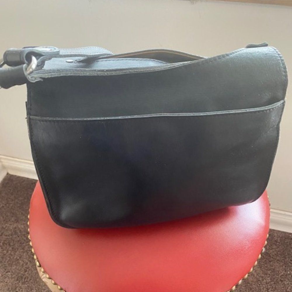 Patricia Nash Black London Smooth Leather Messenger Crossbody Bag - Picture 3 of 16